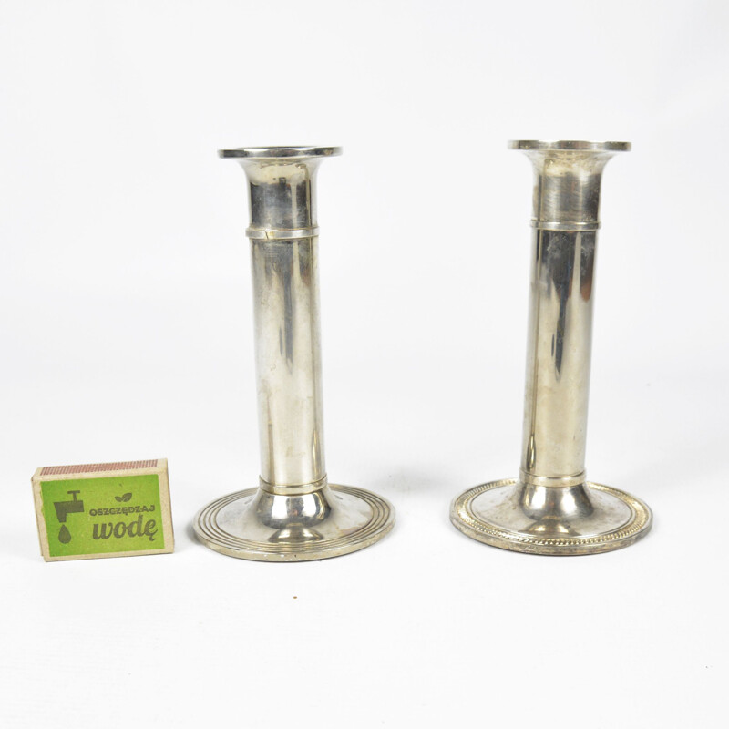 Pair of vintage classicist candle holders, France 1970