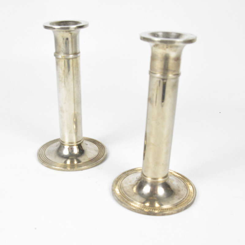 Pair of vintage classicist candle holders, France 1970