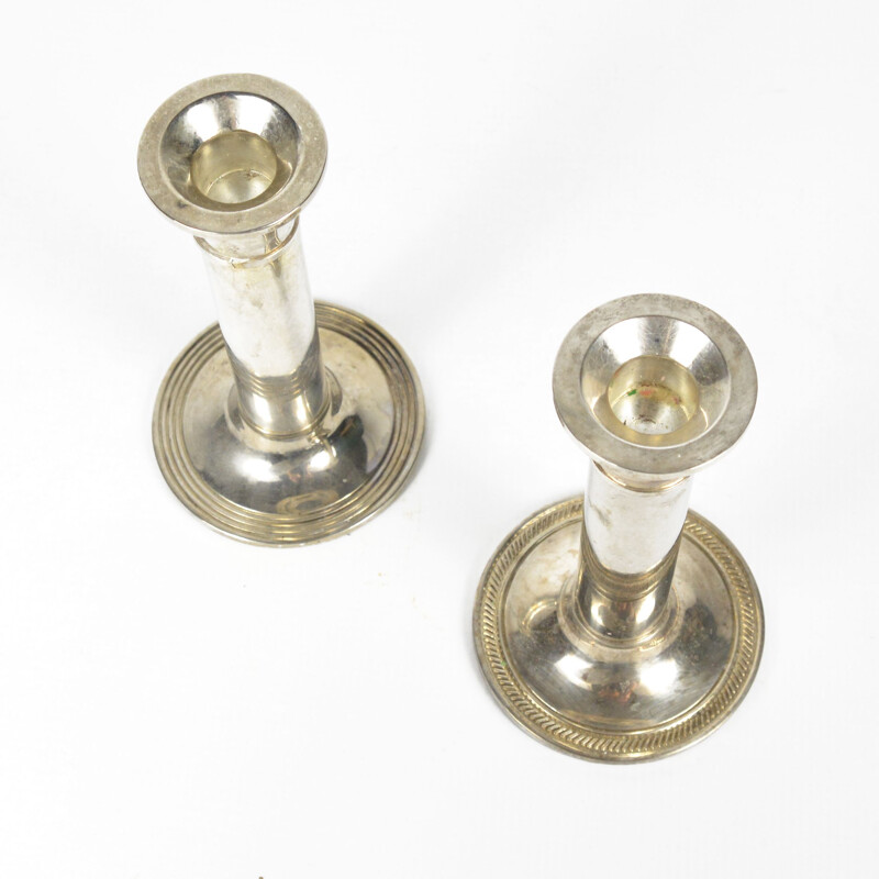 Pair of vintage classicist candle holders, France 1970