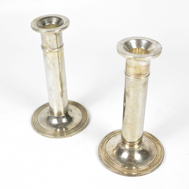 Pair of vintage classicist candle holders, France 1970