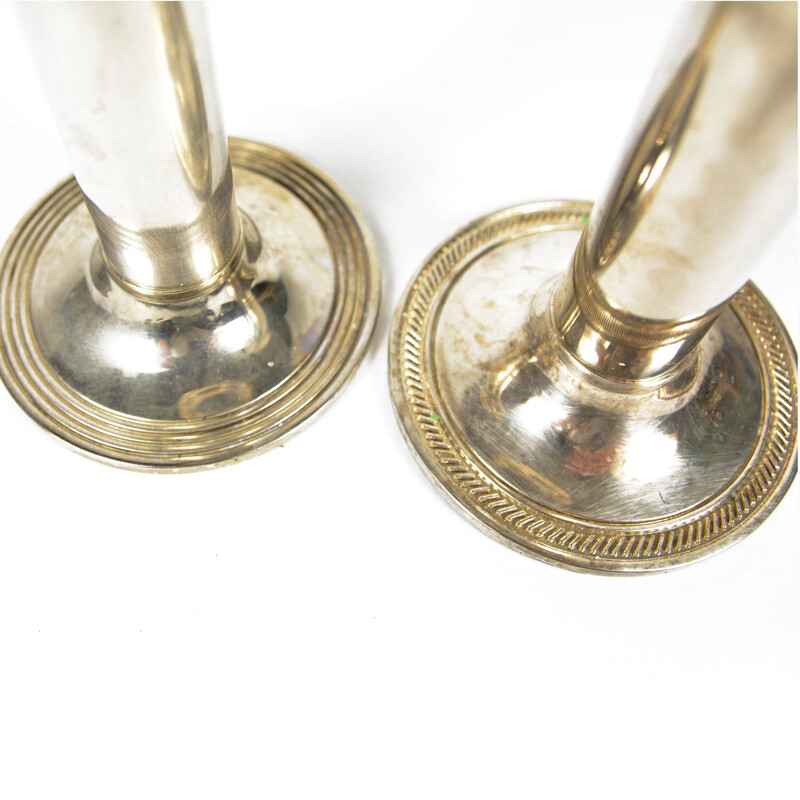 Pair of vintage classicist candle holders, France 1970