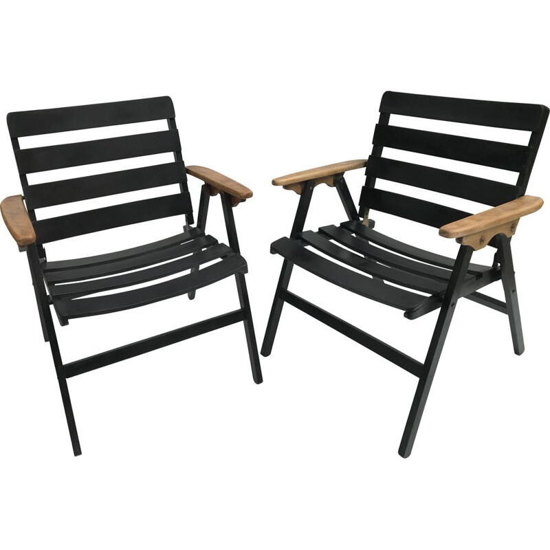 Pair of vintage folding armchairs, circa 1970s