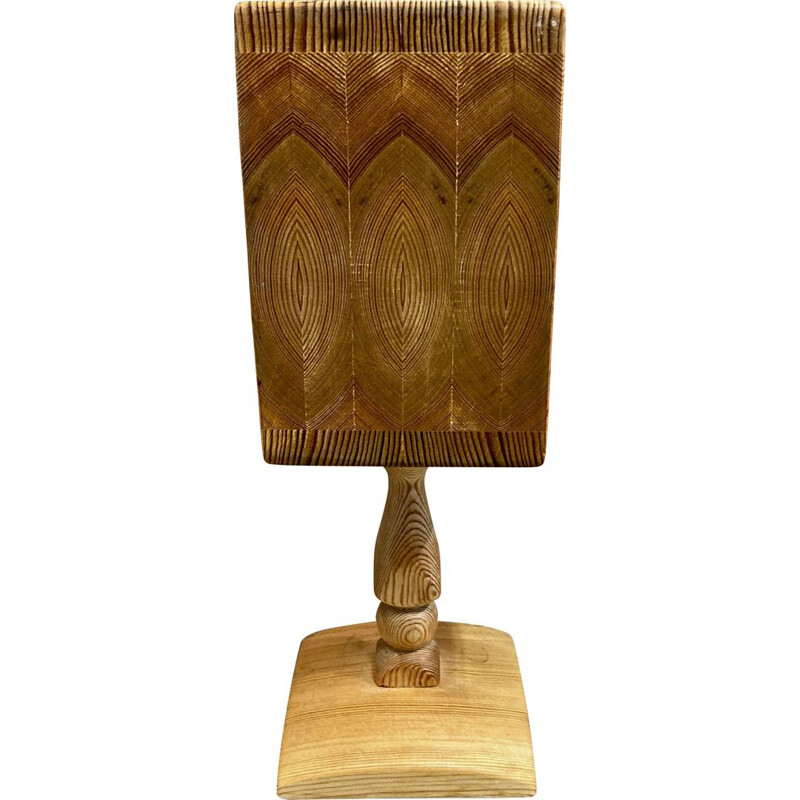 Lampe bois massif vintage design scandinave, 1950