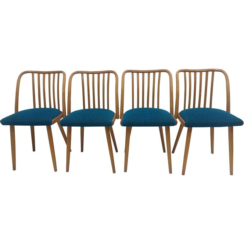 Ensemble de 4 chaises vintage en hêtre par Antonín Šuman pour Ton Bystřice pod Hostýnem, Tchécoslovaquie 1960