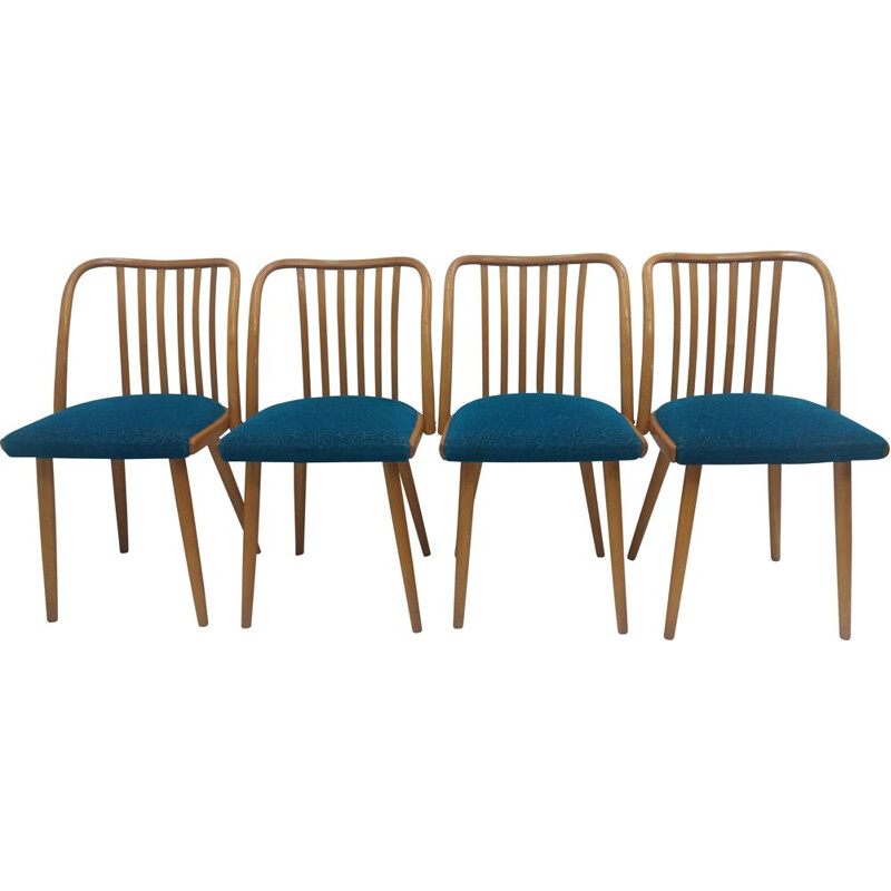 Set van 4 vintage beukenhouten stoelen van Antonín Šuman voor Ton Bystřice pod Hostýnem, Tsjecho-Slowakije 1960