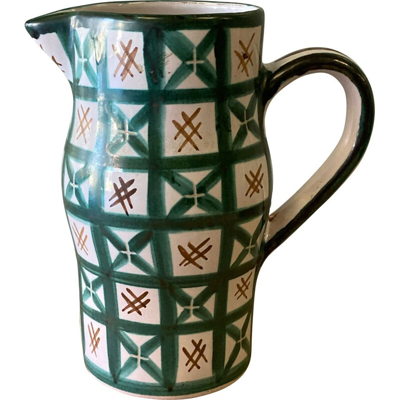 Vintage ceramic pitcher jug by Robert Picault for Vallauris, France 1950s