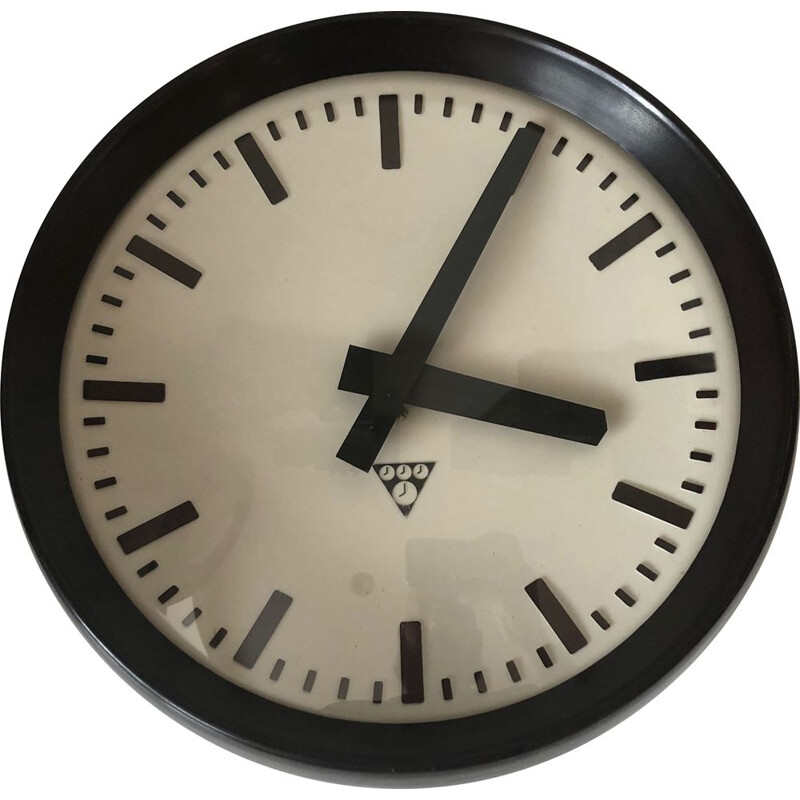 Pragotron industrial wall clock, Czechoslovak 1960s