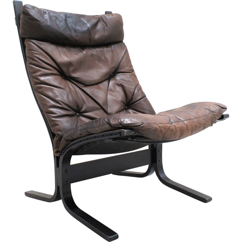 Fauteuil siesta vintage en cuir par Ingmar Relling pour Westnofa, 1970