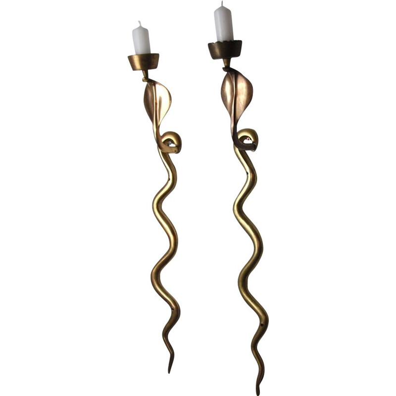 Pair of mid century snake candle holders by Italo Valenti, 1970s