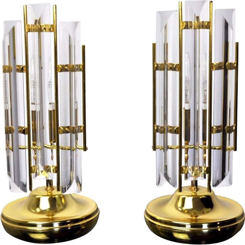 Vintage pair of Venini lamps, Italy, 1970