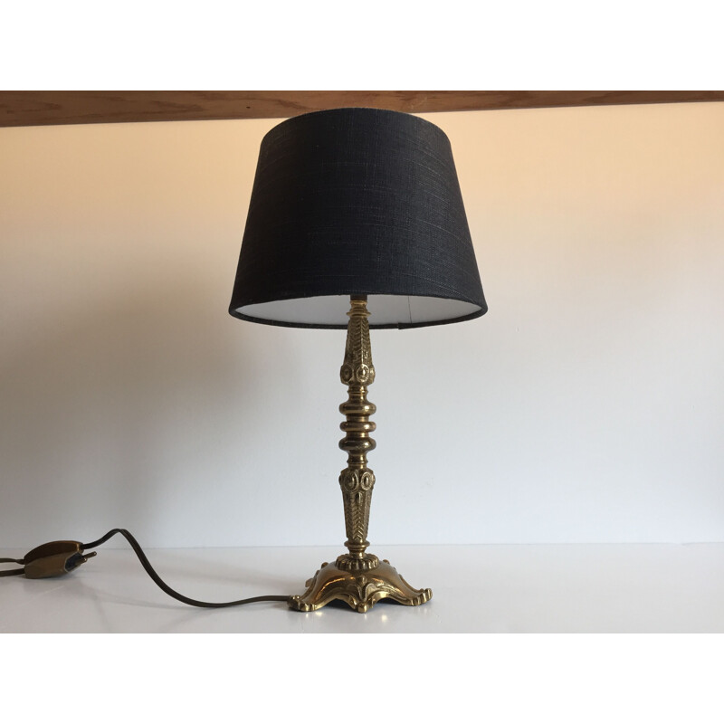 Vintage lamp in solid brass and fabric 