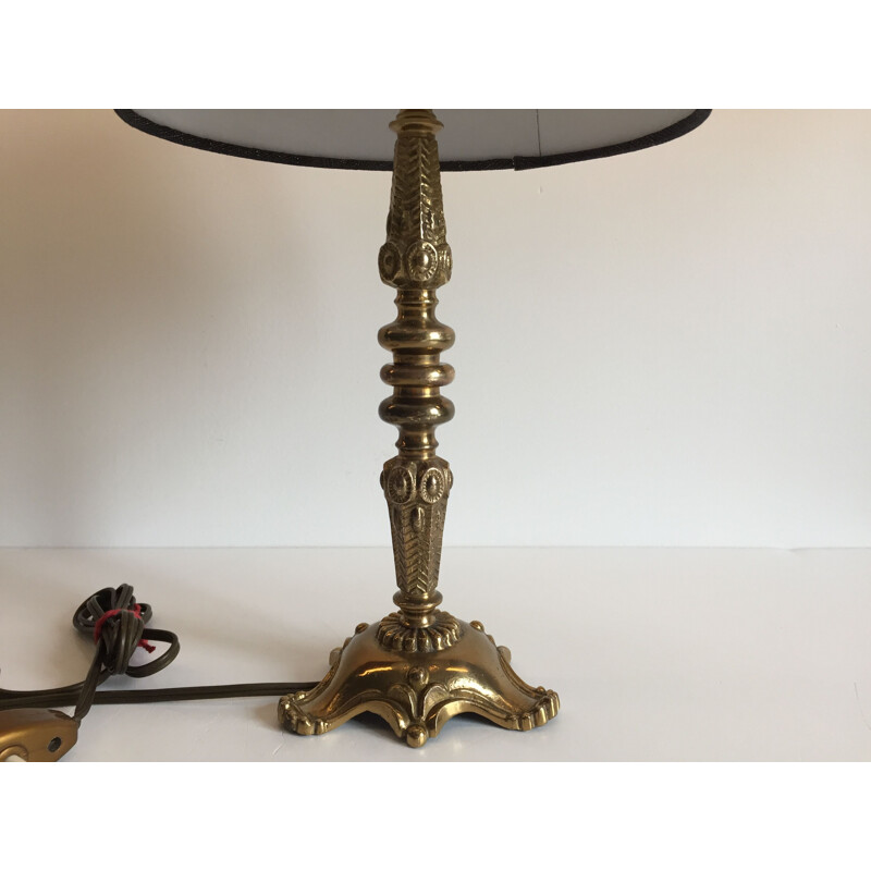 Vintage lamp in solid brass and fabric 