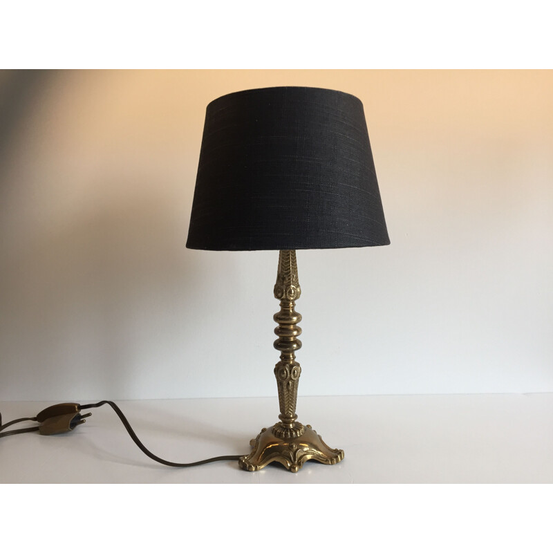 Vintage lamp in solid brass and fabric 