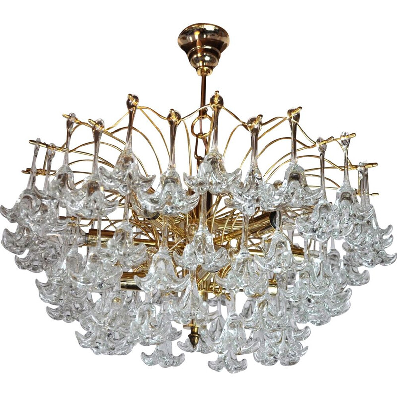 Mid century Venini 3-level floral chandelier, Italy 1970s