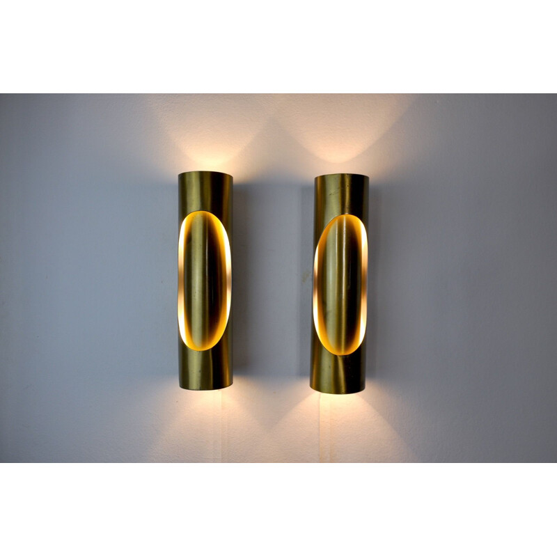 Pair of mid century tubular sconces by Raak, 1970s