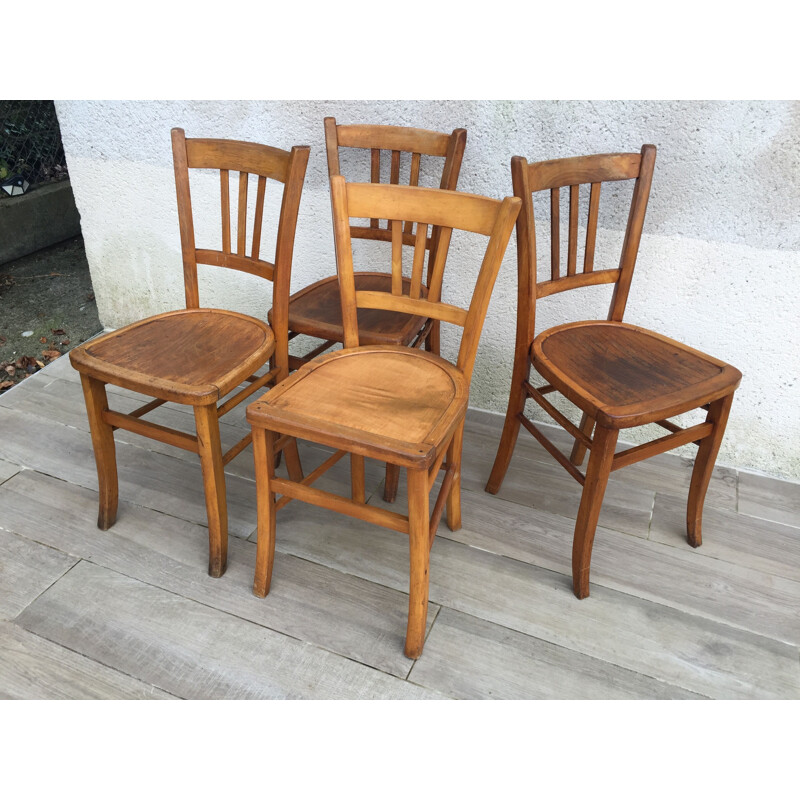 Lot de 4 chaises vintage par Bistrot pour 3 Luterma, 1930-1940s
