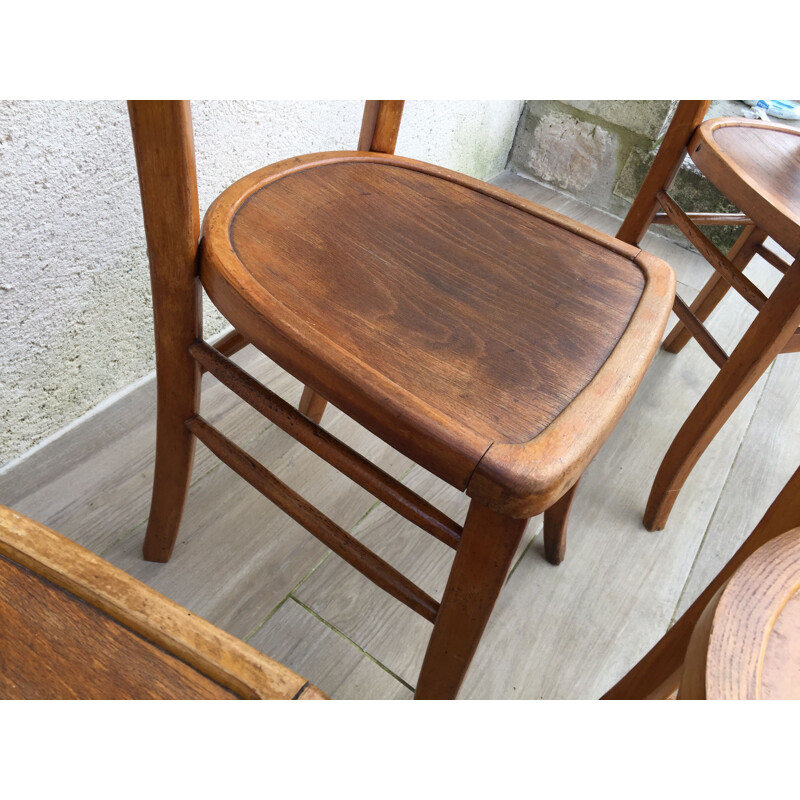 Set of 4 vintage chairs by Bistrot for 3 Luterma, 1930-1940s