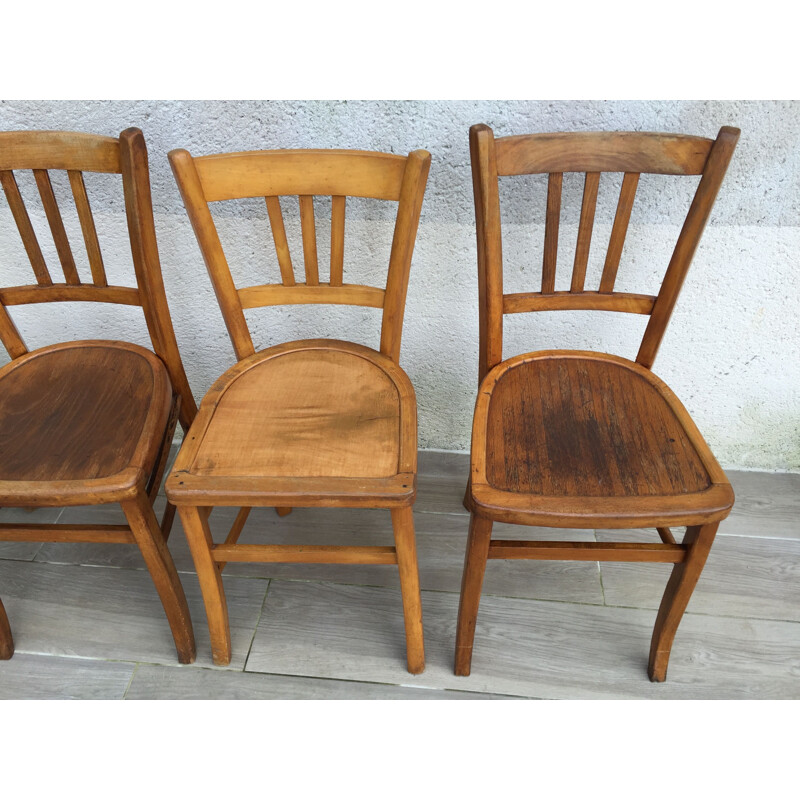 Set of 4 vintage chairs by Bistrot for 3 Luterma, 1930-1940s