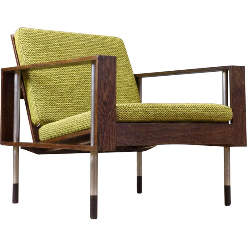 Mid century lounge chair in wenge and wool by Fristho, Dutch 1950s