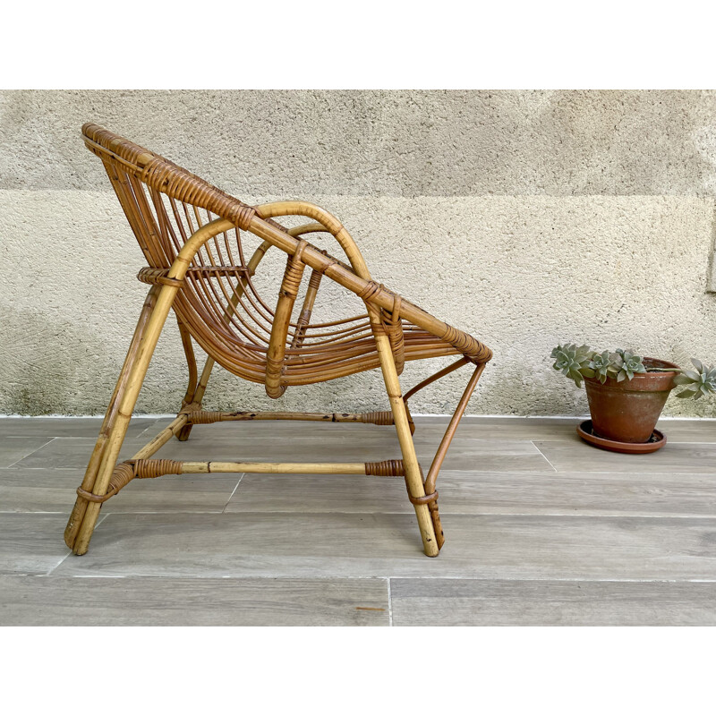 Vintage Rattan shell armchair 