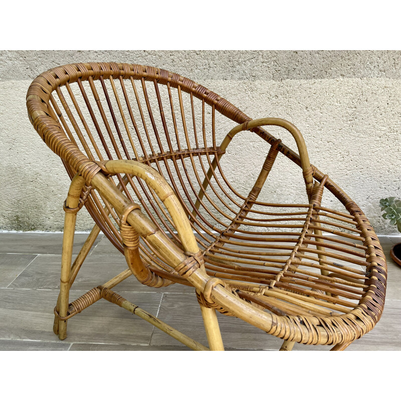 Vintage Rattan shell armchair 