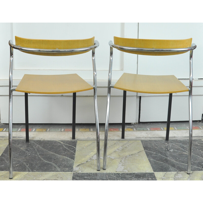 Pair of "Rio" chairs in wood and metal, Pascal MOURGUE - 1990s