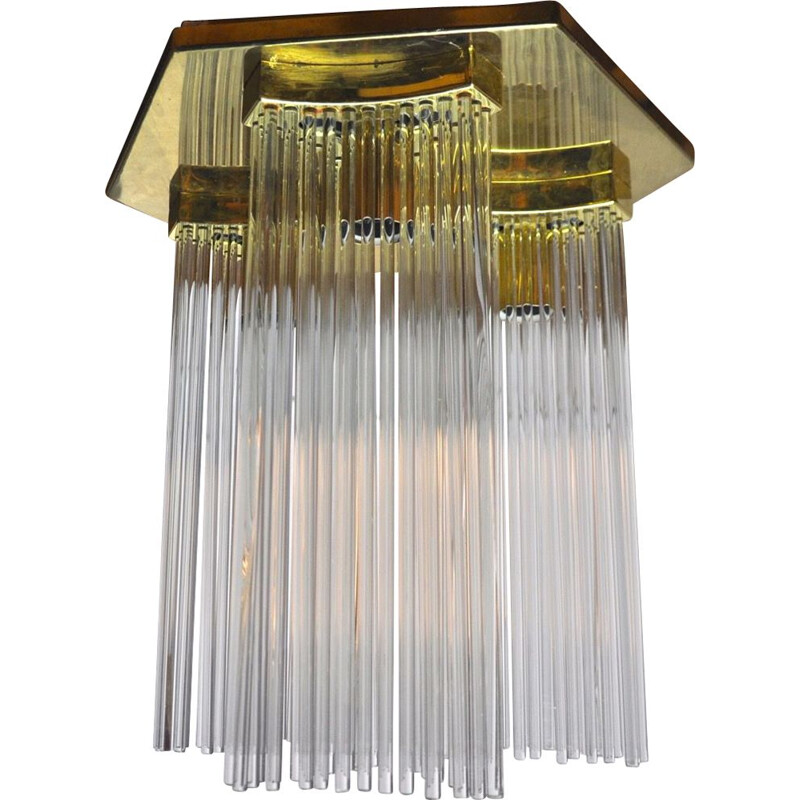 Vintage gilded metal ceiling light by Gaetano Sciolari for Lightolier, Italy 1970