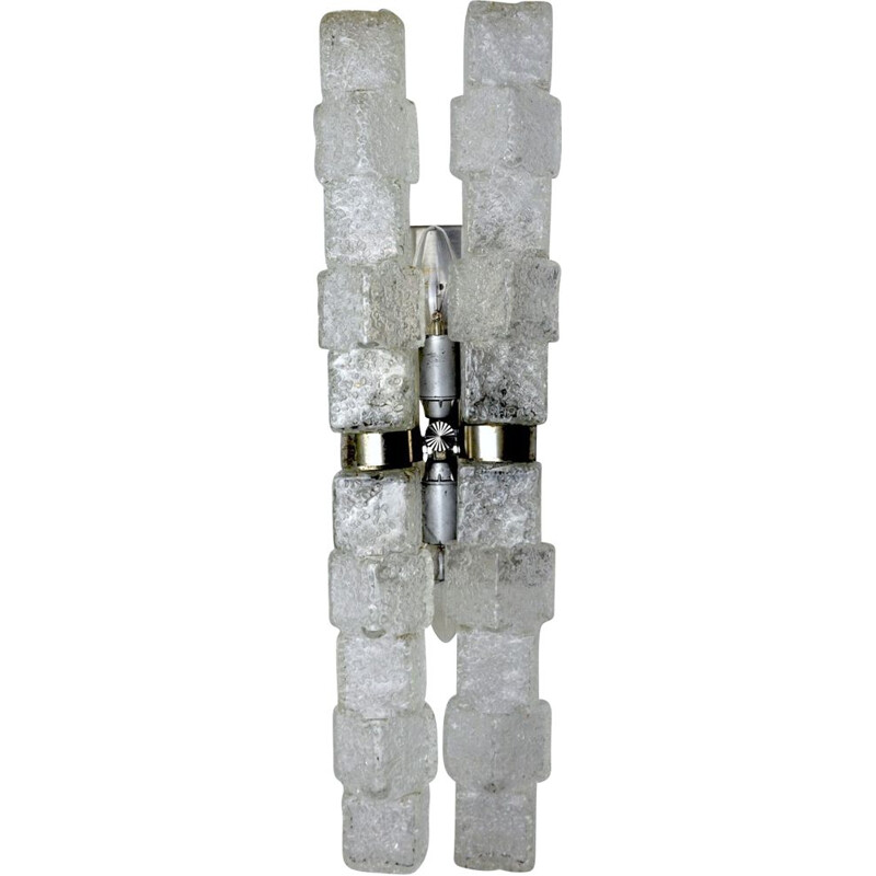 Vintage murano wall lamp in the shape of frosted icicles, Italy 1970