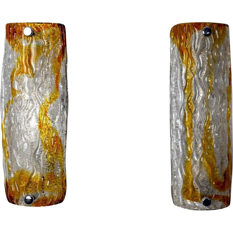 Pair of mid century two-tone sconces by Mazzega Murano, Italy 1970