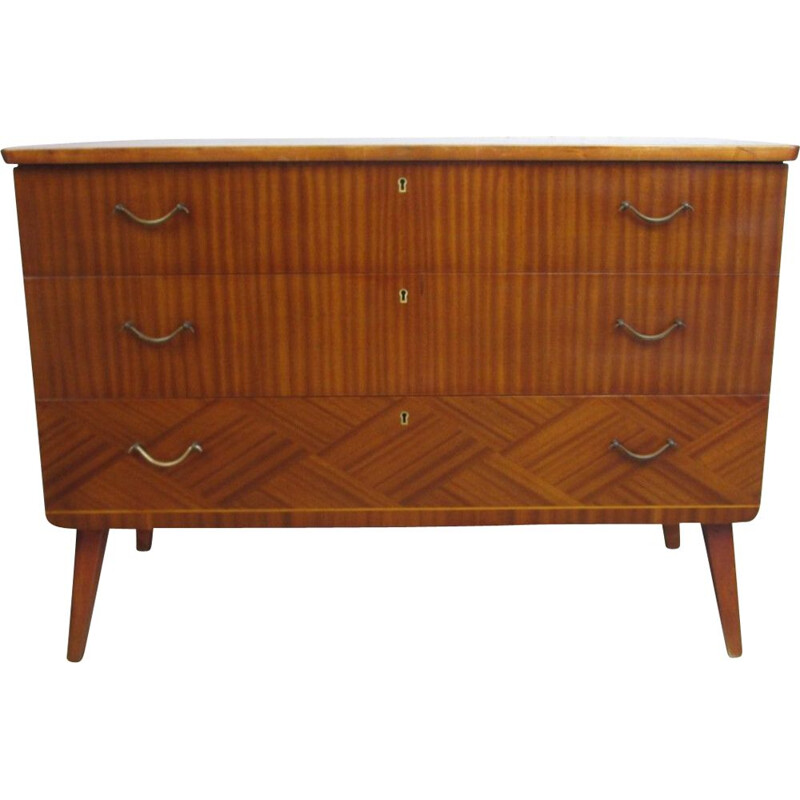 Mid century chest of drawers in mahogany veneerend with 3 drawers, 1960s