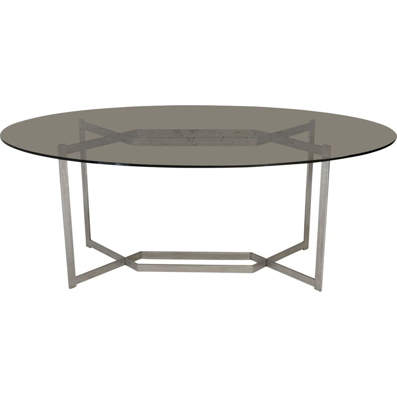 DOM vintage table in brushed aluminium by Paul Legard, France circa 1970s