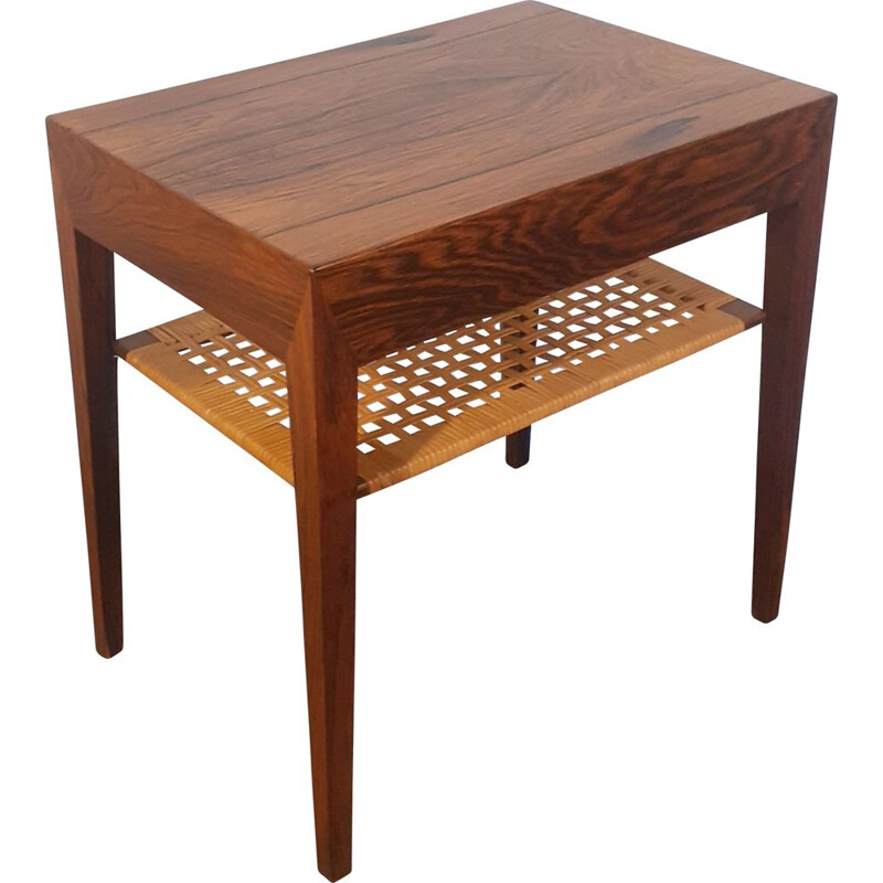 Vintage rosewood bedside table Severin Hansen by Haslev, Denmark 1950s