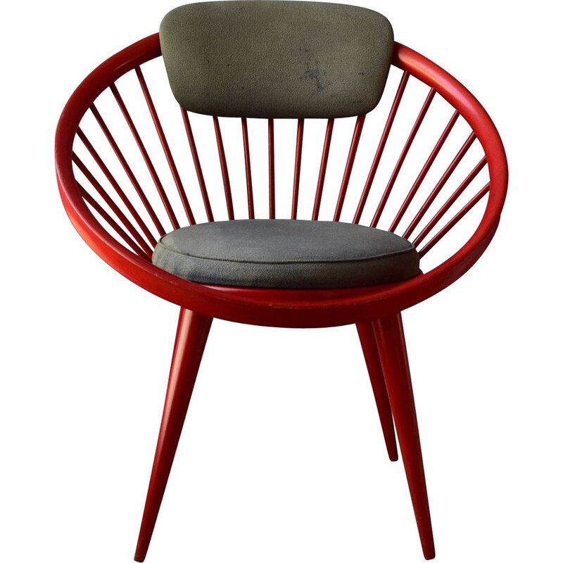 Mid century red circle chair by Yngve Ekström for Swedese, Sweden 1960s