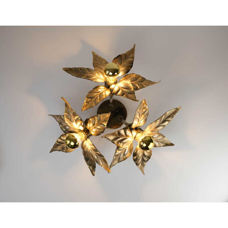 Vintage flower ceiling light by Willy Daro for Massive Lighting, Belgium 1970s