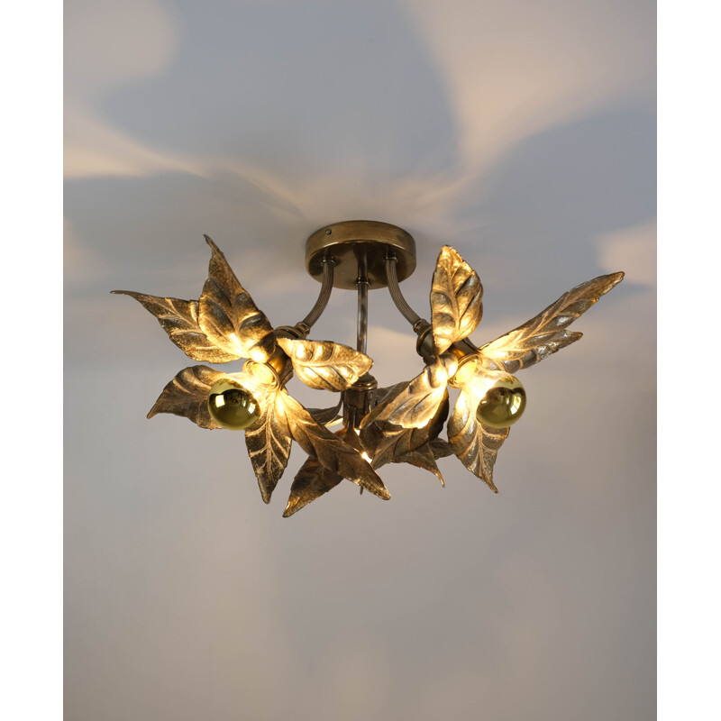 Vintage flower ceiling light by Willy Daro for Massive Lighting, Belgium 1970s