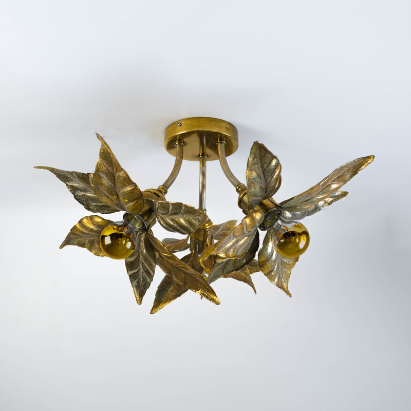 Vintage flower ceiling light by Willy Daro for Massive Lighting, Belgium 1970s