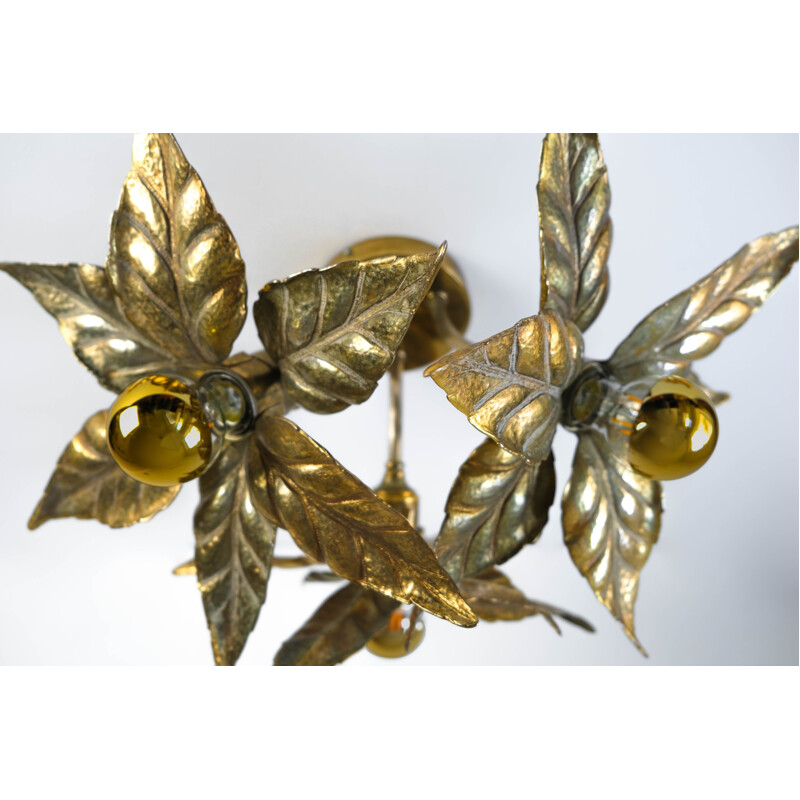 Vintage flower ceiling light by Willy Daro for Massive Lighting, Belgium 1970s