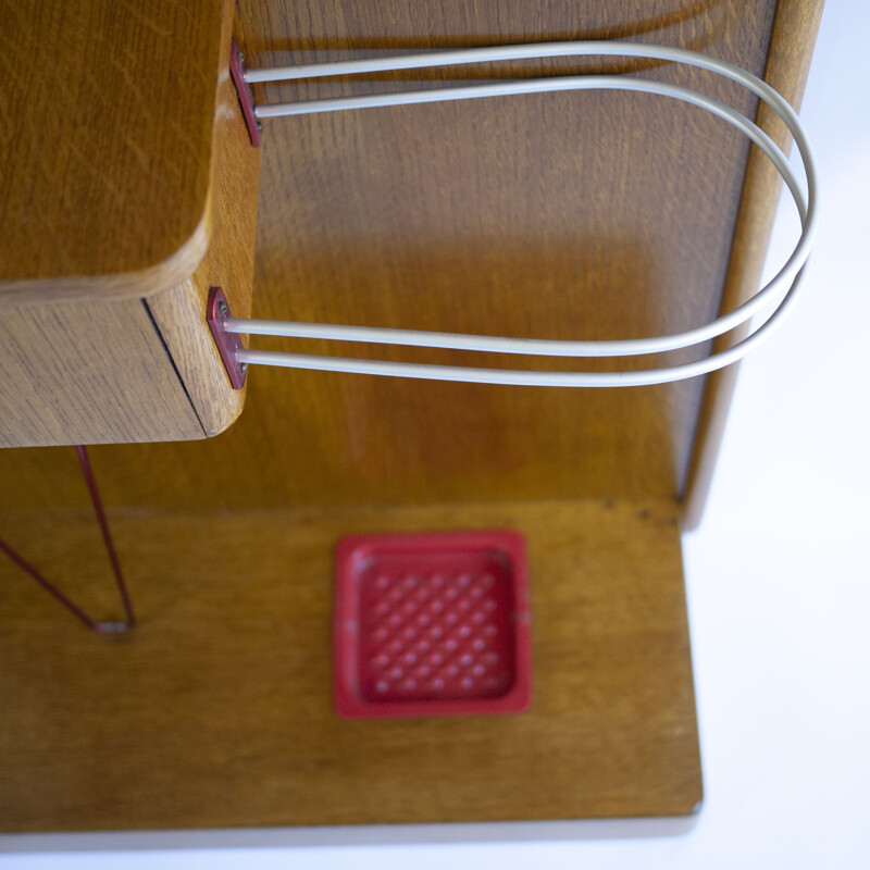 Vintage wooden and brass hallway stand, U.K 1960s