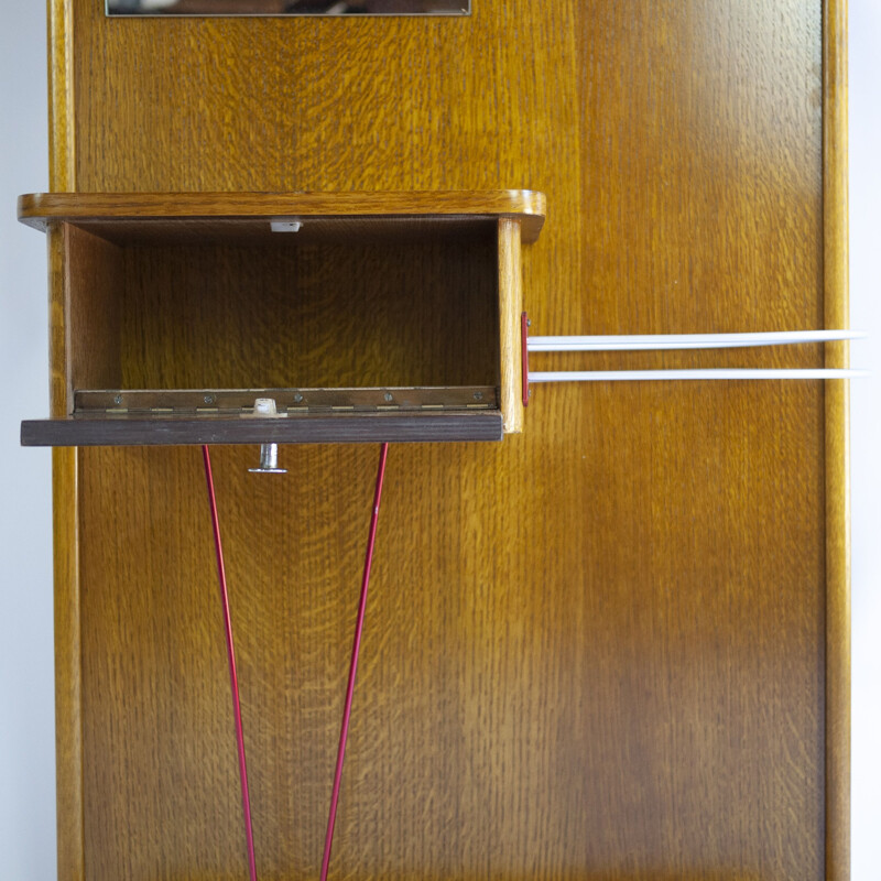 Vintage wooden and brass hallway stand, U.K 1960s