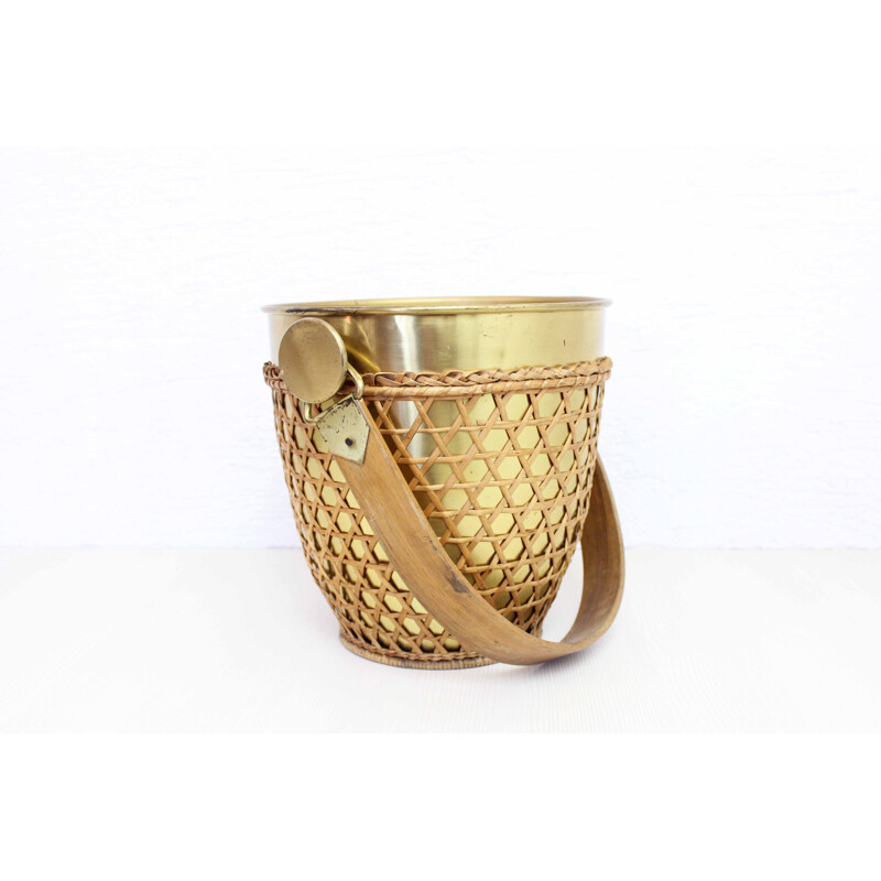 Vintage brass ice bucket, 1960-1970s