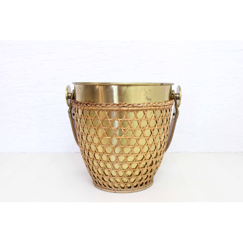 Vintage brass ice bucket, 1960-1970s