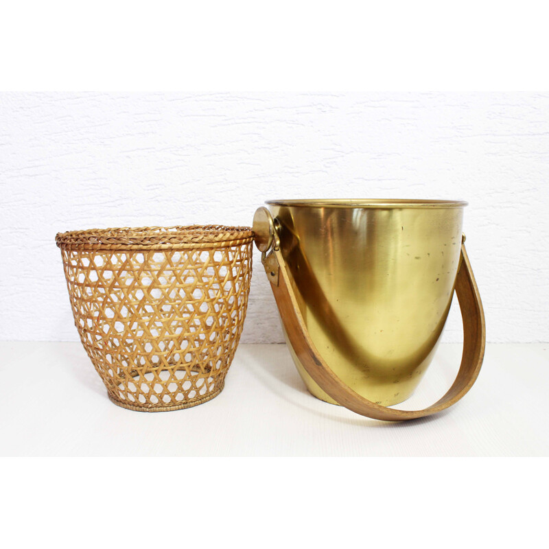 Vintage brass ice bucket, 1960-1970s