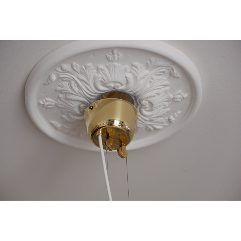 Mid century Paavo Tynell counter weight ceiling light A1965 for Idman polished brass, 1950s