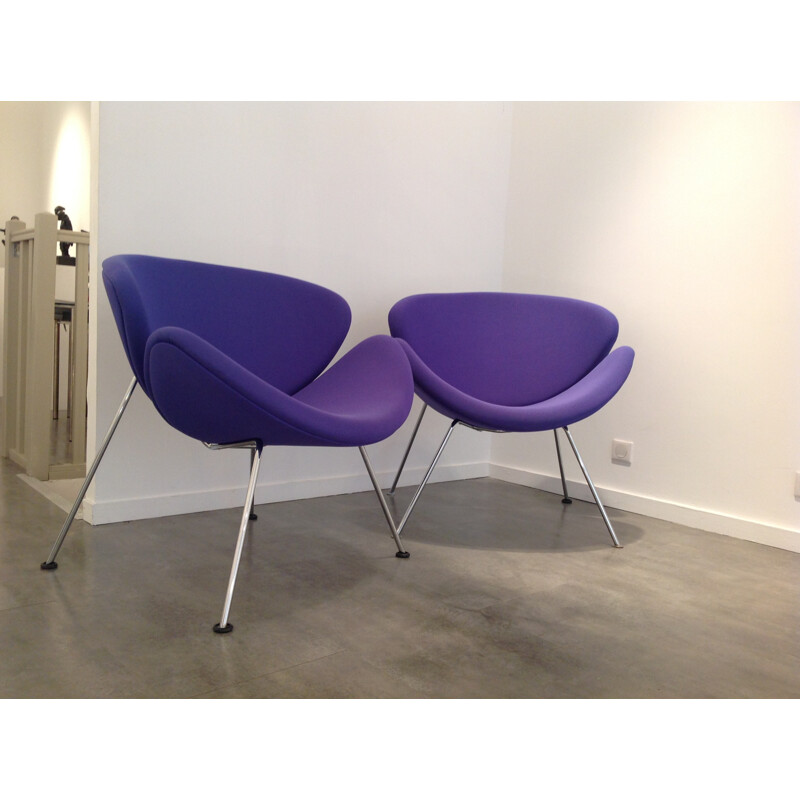 Pair of purple "Orange slice" armchairs, Pierre Paulin - 1980s