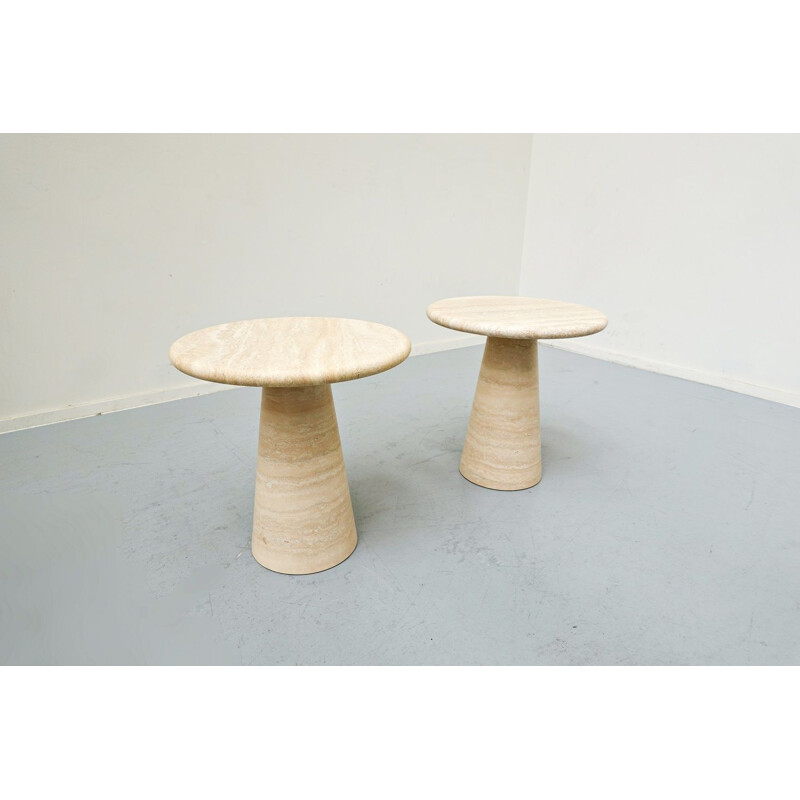 Pair of mid-century travertine side tables, Italy 1970s