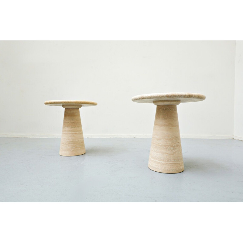 Pair of mid-century travertine side tables, Italy 1970s