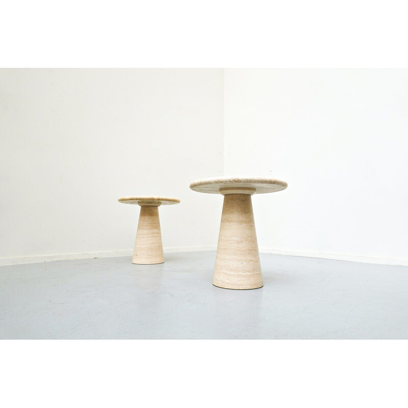 Pair of mid-century travertine side tables, Italy 1970s