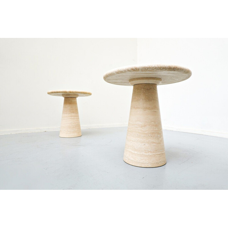 Pair of mid-century travertine side tables, Italy 1970s