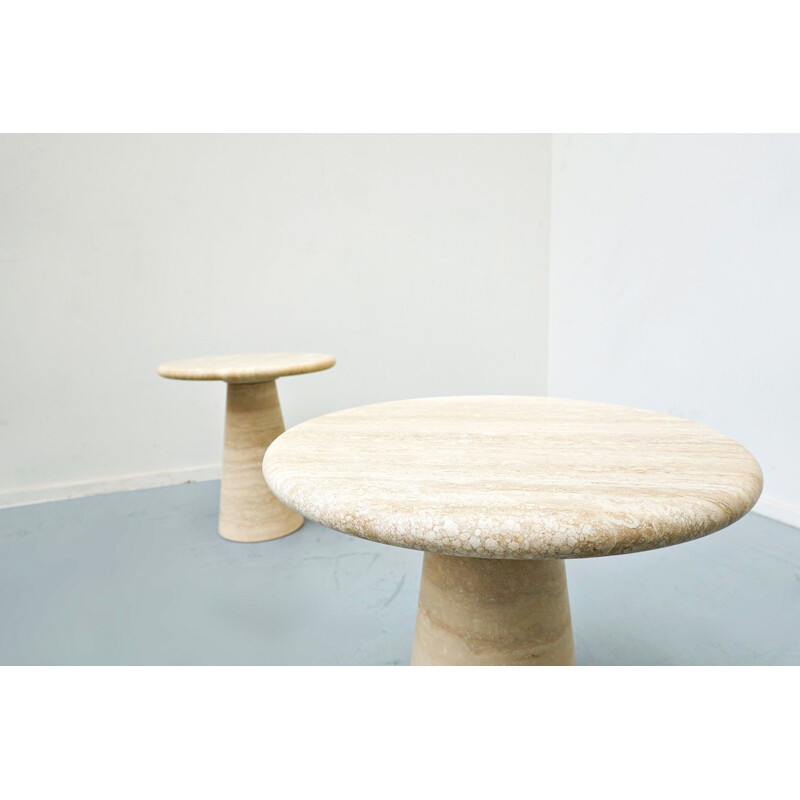 Pair of mid-century travertine side tables, Italy 1970s