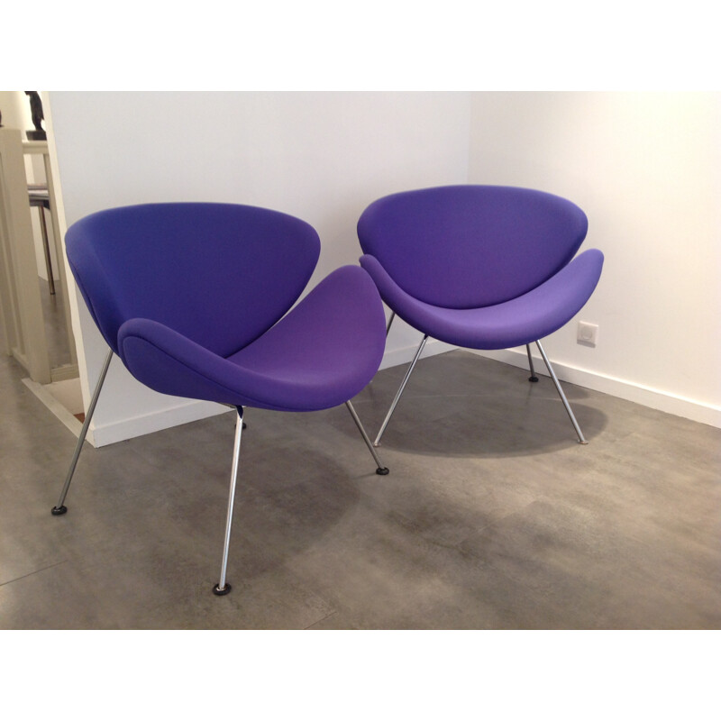 Pair of purple "Orange slice" armchairs, Pierre Paulin - 1980s